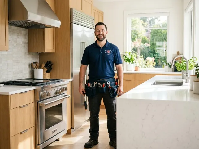Appliance Repair Hero technician in a Benicia, CA kitchen after an appliance repair